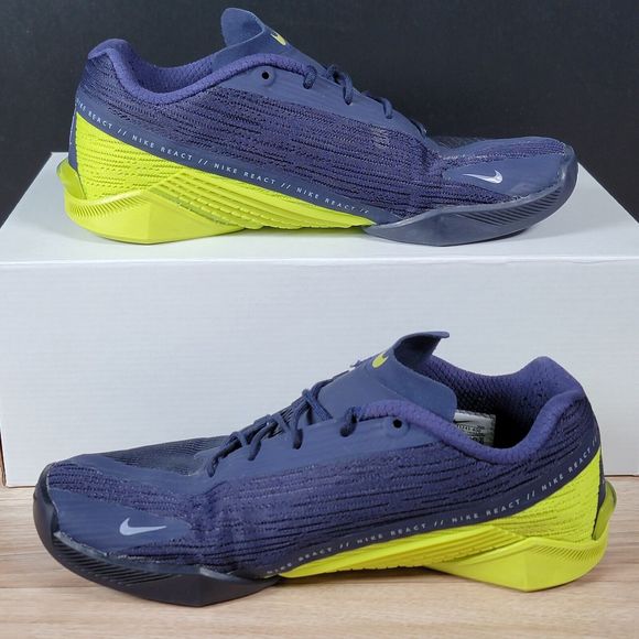 Nike React Metcon Turbo Training Shoes Men Size 8 Navy Blue Volt CT1243-400 - Picture 2 of 6